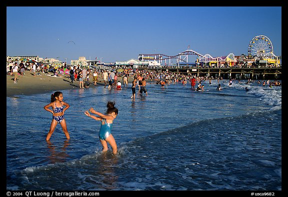 Beach near the pier, late afternoon. Santa Monica, Los Angeles, California, USA