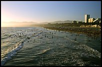 Beach seen from the pier, late afternoon. Santa Monica, Los Angeles, California, USA (color)