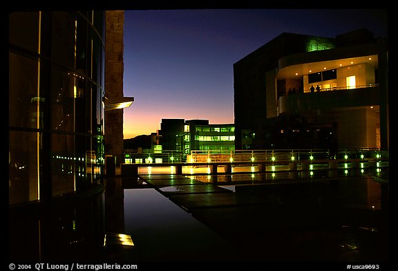 Courtyard, Getty Center, dusk. Brentwood, Los Angeles, California, USA<p>The name <i>Getty Center</i> is a trademark of the J. Paul Getty Trust. terragalleria.com is not affiliated with the J. Paul Getty Trust.</p>