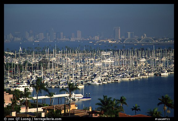 Harbor and skyline. San Diego, California, USA (color)