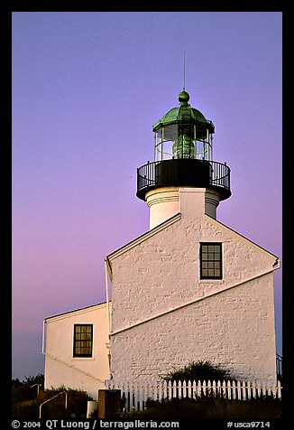 Old Point Loma Lighthouse, sunset. San Diego, California, USA (color)