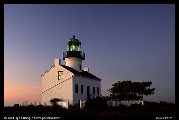 Old Point Loma Lighthouse, dusk. San Diego, California, USA (color)