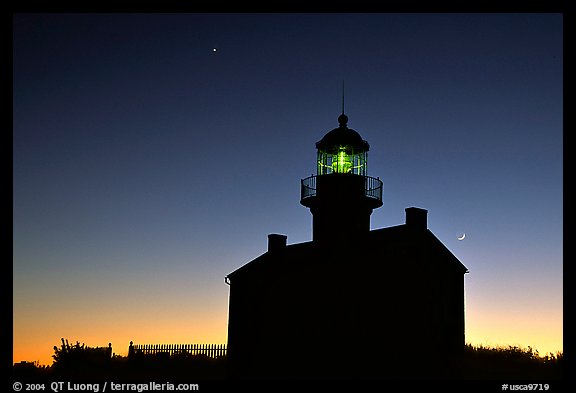 Old Point Loma Lighthouse, dusk. San Diego, California, USA (color)