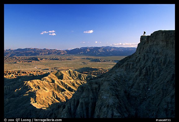 Visitor surveying panorama at Font Point. Anza Borrego Desert State Park, California, USA