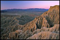 Eroded badlands at sunrise, Font Point. Anza Borrego Desert State Park, California, USA (color)