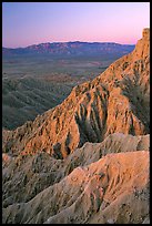 Eroded badlands at sunrise, Font Point. Anza Borrego Desert State Park, California, USA