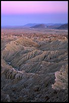 Badlands at dusk, Font Point. Anza Borrego Desert State Park, California, USA (color)