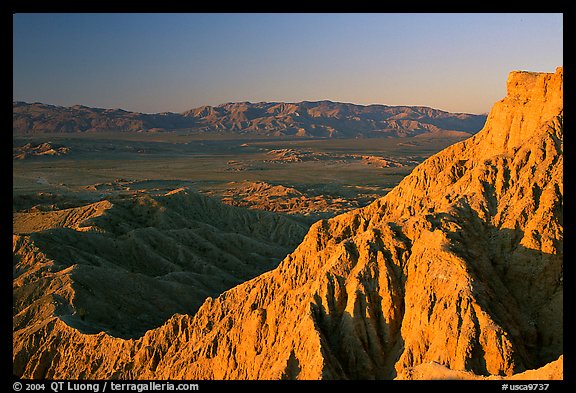 Eroded badlands at sunrise, Font Point. Anza Borrego Desert State Park, California, USA (color)