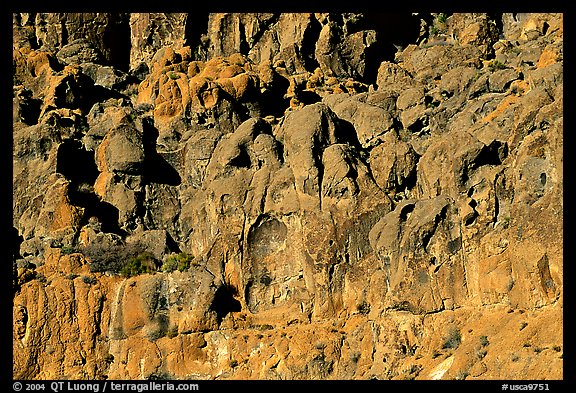 Cliff of volcanic rock, Hole-in-the-wall. Mojave National Preserve, California, USA (color)