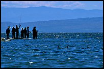 Fishermen on the shore of Salton Sea. California, USA (color)