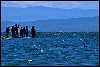 Fishermen on the shore of Salton Sea. California, USA