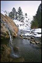 Water floweing over travertine, Buckeye Hot Springs. California, USA ( color)