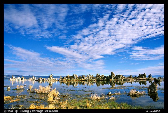 Clouds and Tufa towers, morning. Mono Lake, California, USA