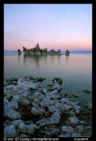 Tufa towers at dusk, South Tufa area. Mono Lake, California, USA (color)