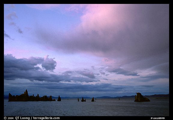 Lake and tufa at sunset. Mono Lake, California, USA (color)