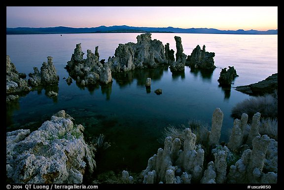 Tufa formations at dusk, South Tufa area. Mono Lake, California, USA (color)