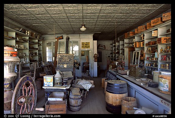 Interior of general store, Ghost Town, Bodie State Park. California, USA (color)