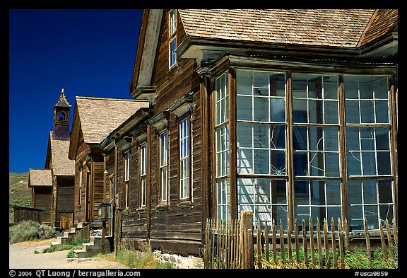 Main street row, Ghost Town, Bodie State Park. California, USA (color)