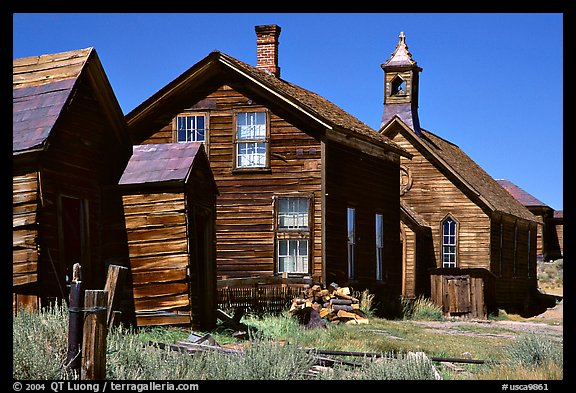 Main street row, Ghost Town, Bodie State Park. California, USA (color)