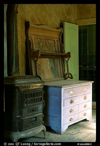 Interior furnishings, Ghost Town, Bodie State Park. California, USA