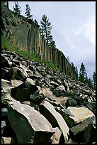 Blocks and columns of basalt, Devils Postpile National Monument. California, USA (color)