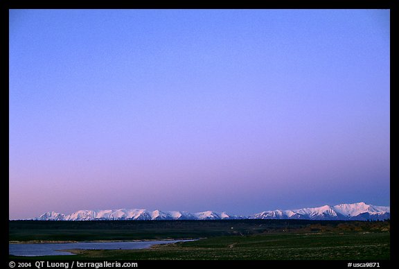 Lake Crowley and White Mountains at dusk. California, USA