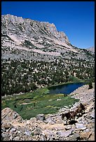 Horseback rider above Long Lake, Inyo National Forest. California, USA ( color)