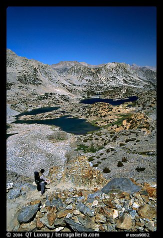 Chain of lakes seen from Bishop Pass, Inyo National Forest. California, USA (color)