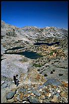 Chain of lakes seen from Bishop Pass, Inyo National Forest. California, USA (color)