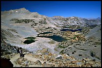 Backpacker on Bishop Pass trail, Inyo National Forest. California, USA