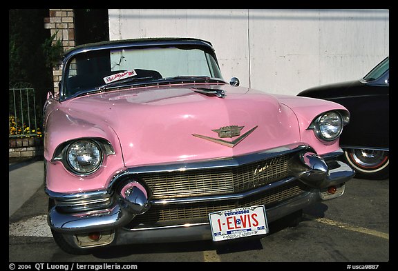Classic Pink car, Bishop. California, USA