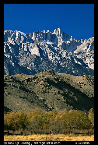 Mt Whitney, Sierra Nevada range, and foothills. California, USA (color)
