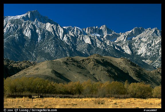 Mt Whitney, Sierra Nevada mountains, and foothills. California, USA (color)