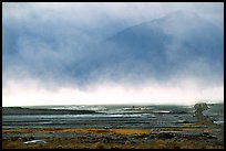 Mineral deposits of dry lake stirred up by a windstorm, Owens Valley. California, USA ( color)