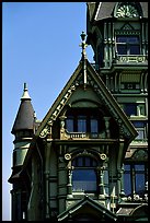 Detail of Victorian architecture of Carson Mansion, Eureka. California, USA (color)