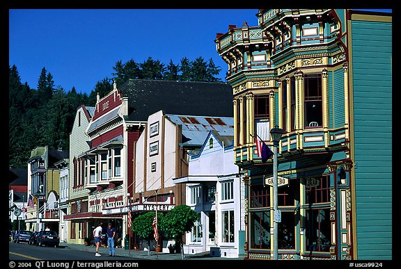 Row of Victorian Houses, Ferndale. California, USA (color)
