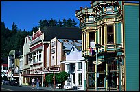 Row of Victorian Houses, Ferndale. California, USA (color)