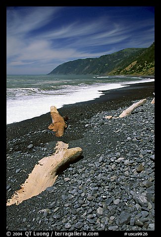 Black sand beach, Lost Coast. California, USA