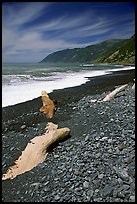 Black sand beach, Lost Coast. California, USA (color)