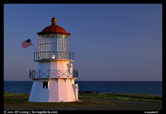 Lighthouse at sunset, Shelter Cove, Lost Coast. California, USA