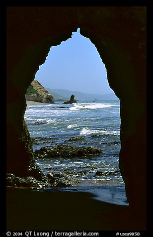 Arch near Arch Rock. Point Reyes National Seashore, California, USA (color)