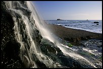 Alamere Falls and beach. Point Reyes National Seashore, California, USA (color)