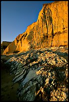 Rocks and Cliff, Sculptured Beach, sunset. Point Reyes National Seashore, California, USA (color)