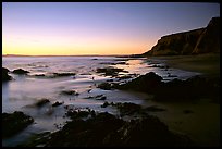 Rocks and surf, Sculptured Beach, sunset. Point Reyes National Seashore, California, USA