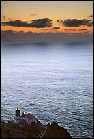 Point Reyes Lighthouse, sunset. Point Reyes National Seashore, California, USA (color)