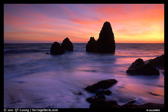 Seastacks, Rodeo Beach, Sunset. California, USA (color)