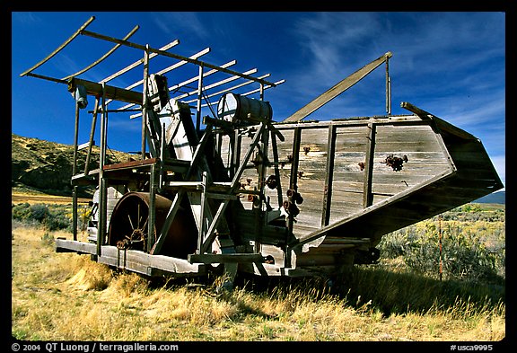 Wooden agricultural machine. California, USA