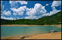 Family on the shore of Shasta Lake. California, USA ( color)