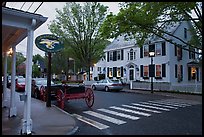 Street with historic buildings at dusk, Essex. Connecticut, USA ( color)