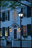Facade and street light and dusk, Essex. Connecticut, USA (color)